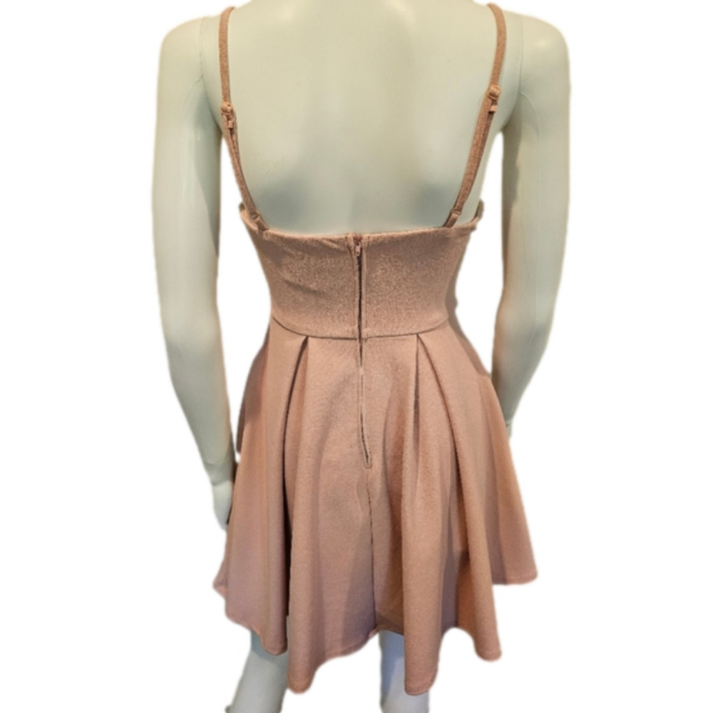 B Darling Pleated Sleeveless Pink Fit And Flare Mini Dress Size 1-2 - Picture 4 of 11